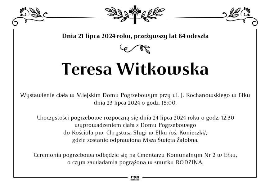 Teresa Witkowska - nekrolog